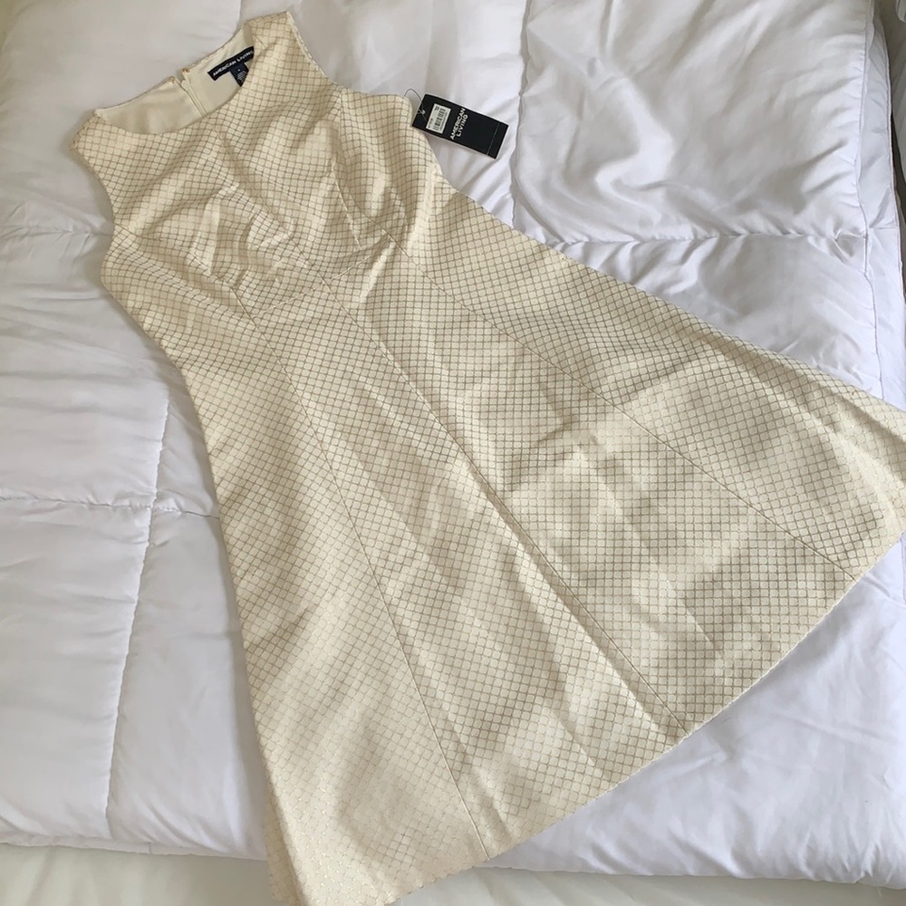 American Living Cream & Gold a-line dress